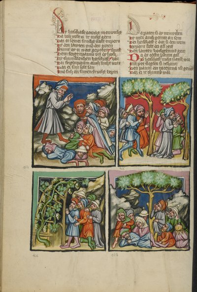 Iluminações de Weltchronik Ms 33 fol. 135v, c.1400-10 (têmpera, tinta dourada e prateada, tinta em pergaminho) de German School