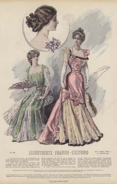 Ilustração para Illustrirte Frauen-Zeitung (cor litho) de German School