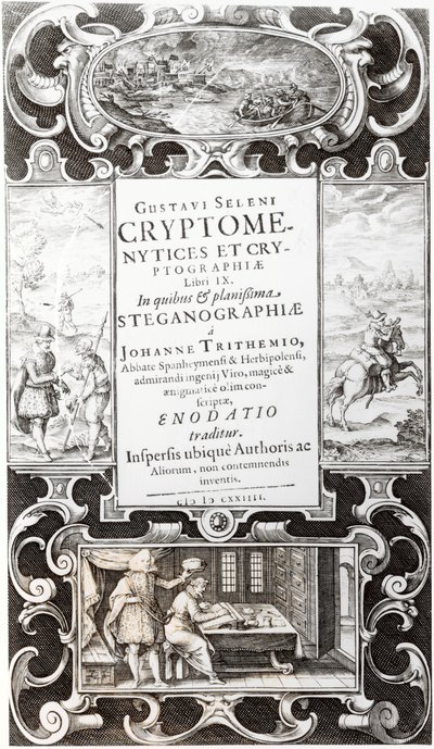 Ilustração do Livro 9 de Criptnotysis and Cryptography por Gustavus Selenus (Augustus, Duque de Brunswick), 1624 de German School