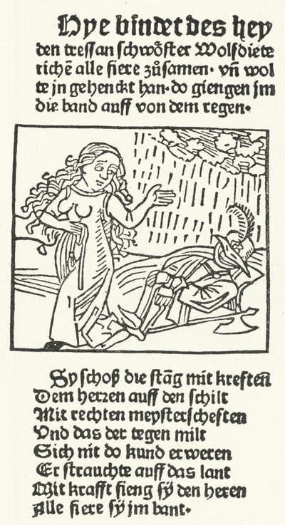 Ilustração do conto do herói romântico Wolfdietrich, publicado por Hans Schoensperger em Augsburg, em 1491 (gravura) de German School