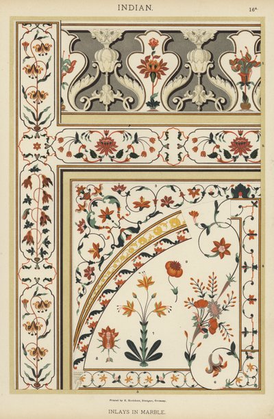 Indiano, Inlays em mármore (cor litho) de German School