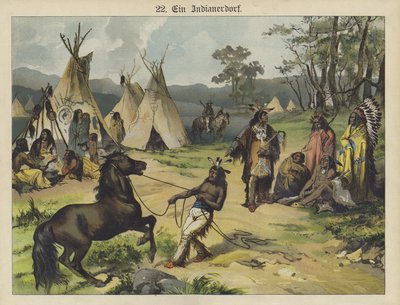 Acampamento indígena, América (cor litho) de German School