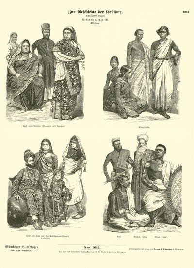 Trajes indianos, final do século XIX de German School
