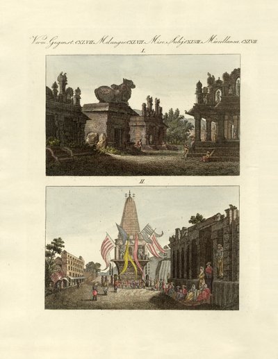 Curiosidades dos índios (gravura colorida) de German School