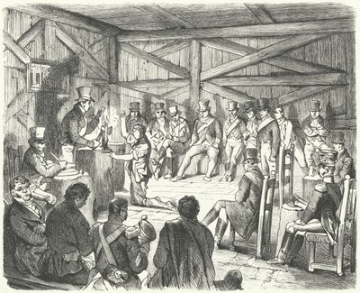 Iniciação de um novo membro num grupo da Carbonari, rede de sociedades secretas revolucionárias na Itália de German School
