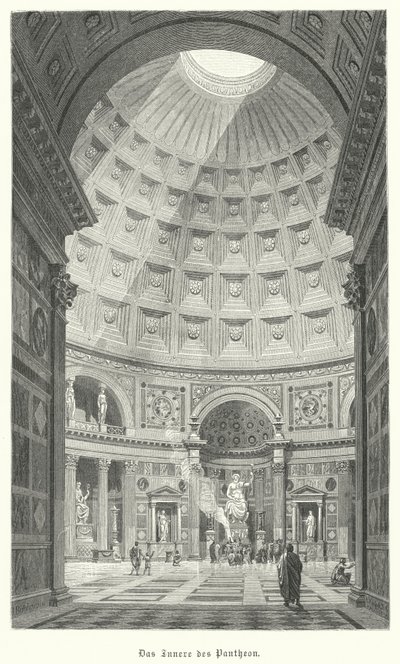 Interior do Panteão, Roma (gravura) de German School