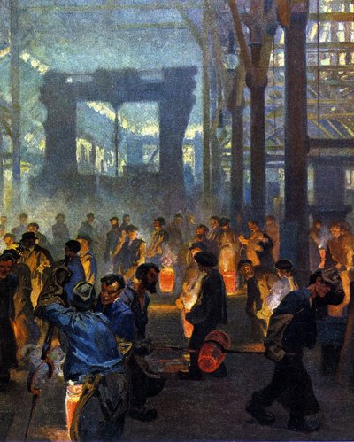Interior de uma fábrica de metais em 1908. De Jugend de German School