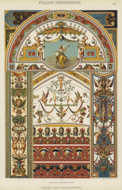 Renascença Italiana, Tecto e Pintura de parede (cor litho) de German School
