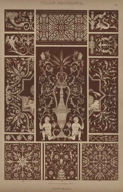 Renascença Italiana, Madeira-Mosaico (cor litho) de German School
