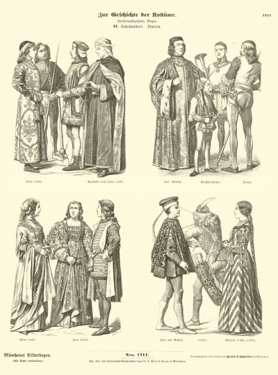 Trajes italianos do século XV de German School