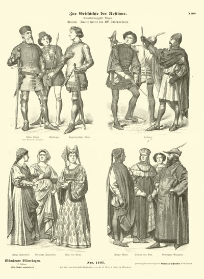 Trajes italianos, segunda metade do século XIV de German School