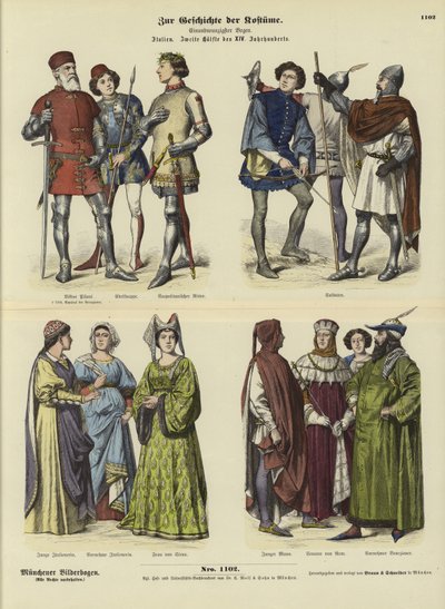 Trajes italianos, segunda metade do século XIV de German School