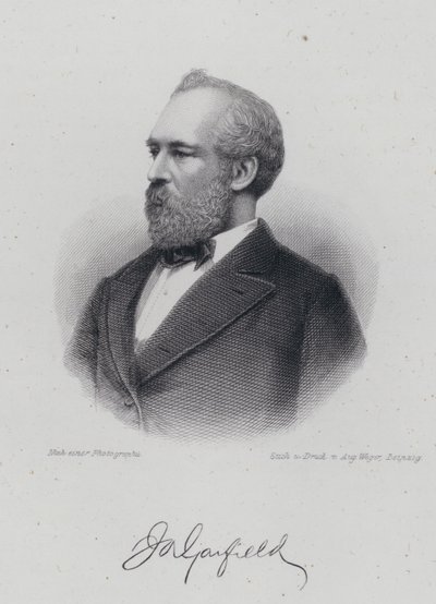 James A Garfield, político americano e 20º presidente dos Estados Unidos (gravura) de German School
