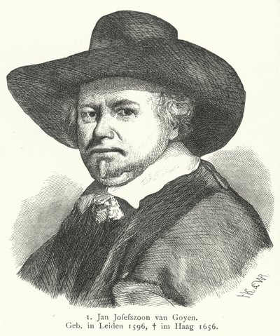 Jan van Goyen, pintor da Idade de Ouro holandesa (gravura) de German School