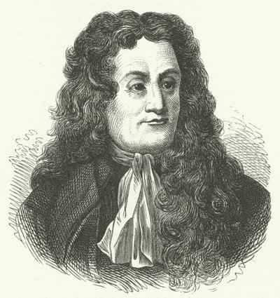 Jean de la Fontaine, fabulista francês (gravura) de German School