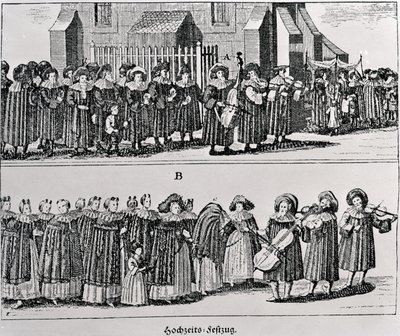 Procissão do Carnaval Judaico (gravura) (foto bw) de German School