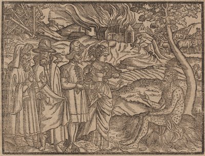 Trabalho coberto com furúnculos c.1525 (xilogravura) de German School