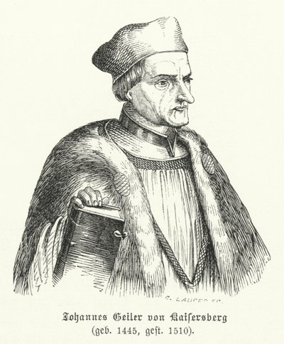 Johann Geiler von Kaisersberg, sacerdote e teólogo suíço (gravura) de German School