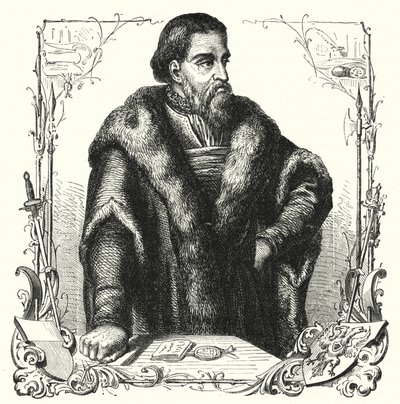 Jurgen Wullenwever, Burgomestre de Lubeck executado como traidor e anabaptista (gravura) de German School