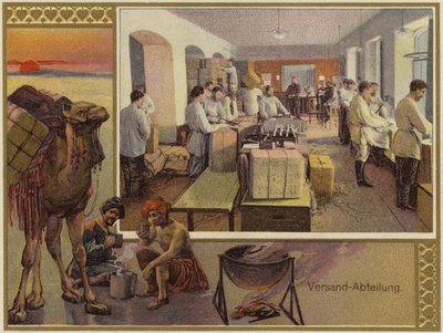 Publicidade dos irmãos K e S Popov (litografia a cores) de German School