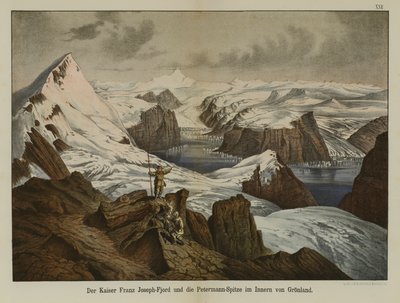 Kaiser Franz Joseph Fjord e Petermann Peak, Gronelândia (cor litho) de German School
