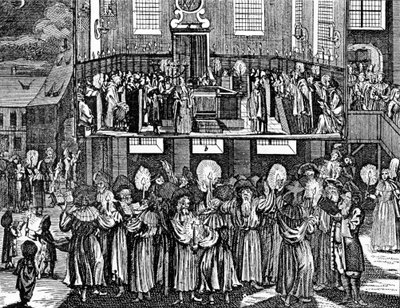 Kiddush Levana por Georg Puschner do Cerimonial Judeu de Kirchner, 1726 de German School