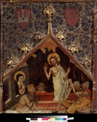 "A Ressurreição" Pintura em madeira da escola alemã do século XV. Museu Pushkin, Moscovo de German School
