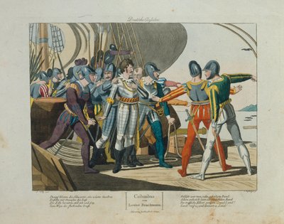 Terra, terra! A chegada de Cristóvão Colombo na América, publicada por Friedrich Campe, Nuremberg, c.1820 de German School