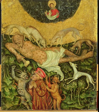 Lázaro e o homem rico, c.1400 de German School