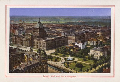 Leipzig, vista após o Tribunal Imperial (litografia a cores) de German School