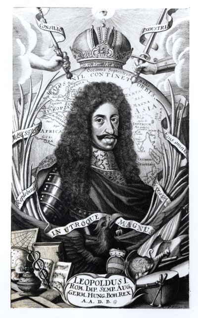 Leopold I (1640-1705), rei da Hungria e imperador do Sacro Império Romano, gravado por Philipp Kilian (1628-1693) de German School