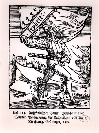 Liberdade, ilustração da revolta dos camponeses, 1522 de German School