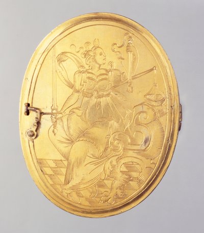 Medalhão contendo cera miniatura retrato de Landgrave Wilhelm IV (prata banhado a ouro) (ver também 312102 e 312134) de German School