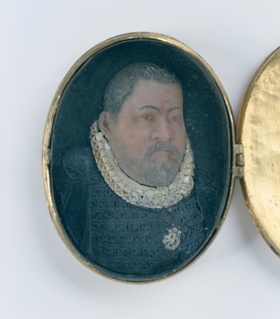 Medalhão contendo miniatura de cera do Landgrave Wilhelm IV (prata dourada e cera) (detalhe de 312102 e 312135) de German School
