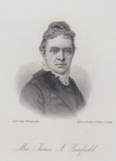 Lucretia Garfield, esposa do Presidente dos EUA James A Garfield (gravura) de German School