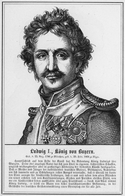 Ludwig I, Rei da Baviera (gravura) de German School