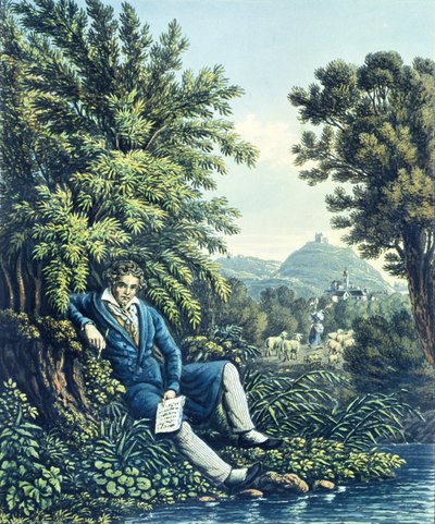 Ludwig van Beethoven por um rio de German School