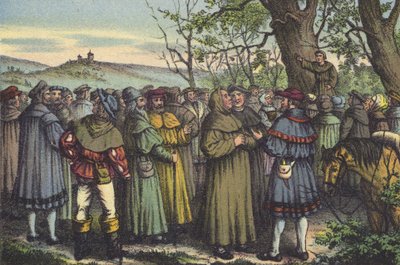 Pregação de Lutero (chromolitho) de German School