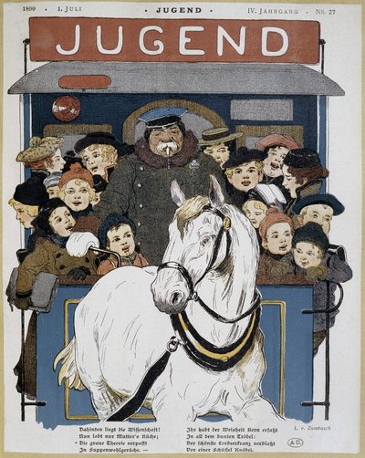 Muitas crianças em um ônibus - em "Jugend". de German School