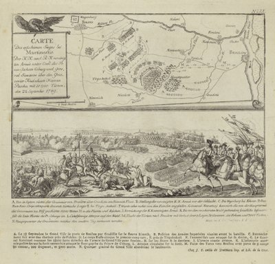 Mapa e ilustração mostrando a batalha de Rymnik de German School