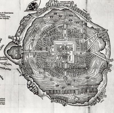 Mapa de Tenochtitlan de &39;Praeclara Ferdinandi Cortesii de Nova Maris Oceani Hispania Narrati&39; de German School