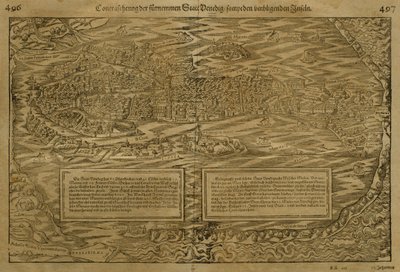 Mapa de Veneza, por Sebastian Munster (1488-1552) publicado em Basileia, c.1560 de German School