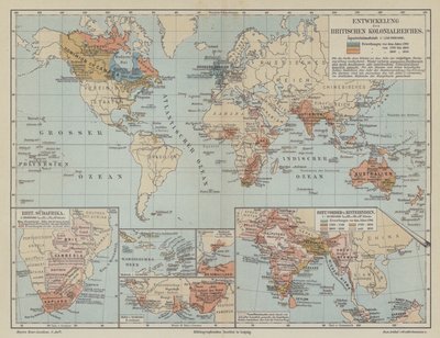 Mapa mostrando a expansão do Império Britânico de German School
