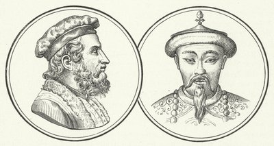 Marco Polo e Kublai Khan (gravura) de German School