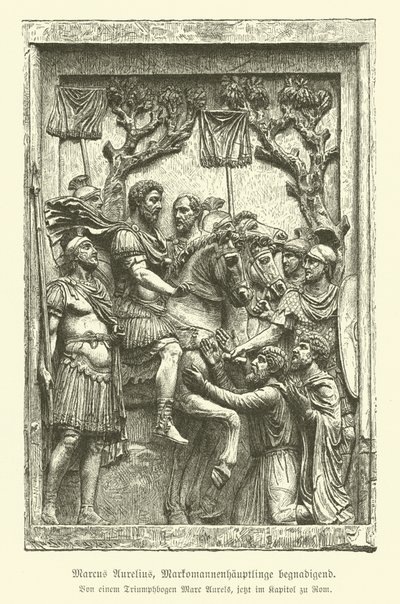 Marcus Aurelius perdoando os chefes marcomânicos (gravura) de German School