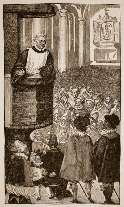 Martinho Lutero pregando, c.1517 de German School