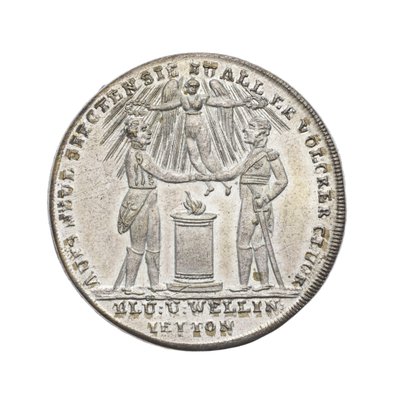 Medalha em comemoração a Wellington e Blücher em Waterloo de German School