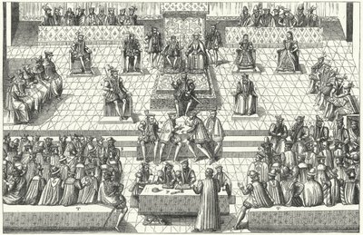 Reunião do General do Estado Francês em Orleans, Janeiro 1561 (gravura) de German School