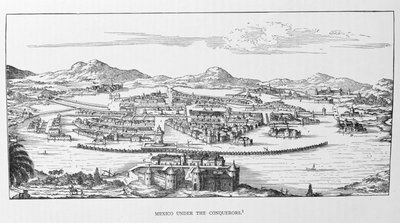 Cidade do México Sob o Conquistador, de "A História Narrativa e Crítica da América", editado por Justin Winsor, Londres, 1886 de German School