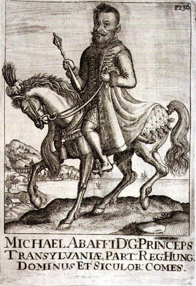 Michael Apafi (1632-1690) Príncipe da Transilvânia, ilustração de um livro sobre as campanhas otomanas na Europa, gravado por Paul Furst (c.1605-66) de German School